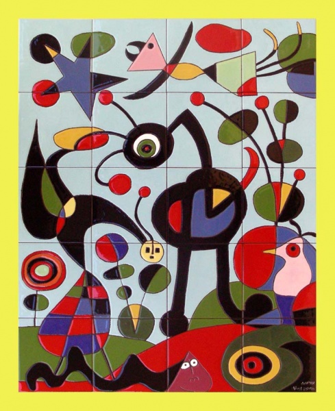 decorative Ceramic tile mural reproductions Miró